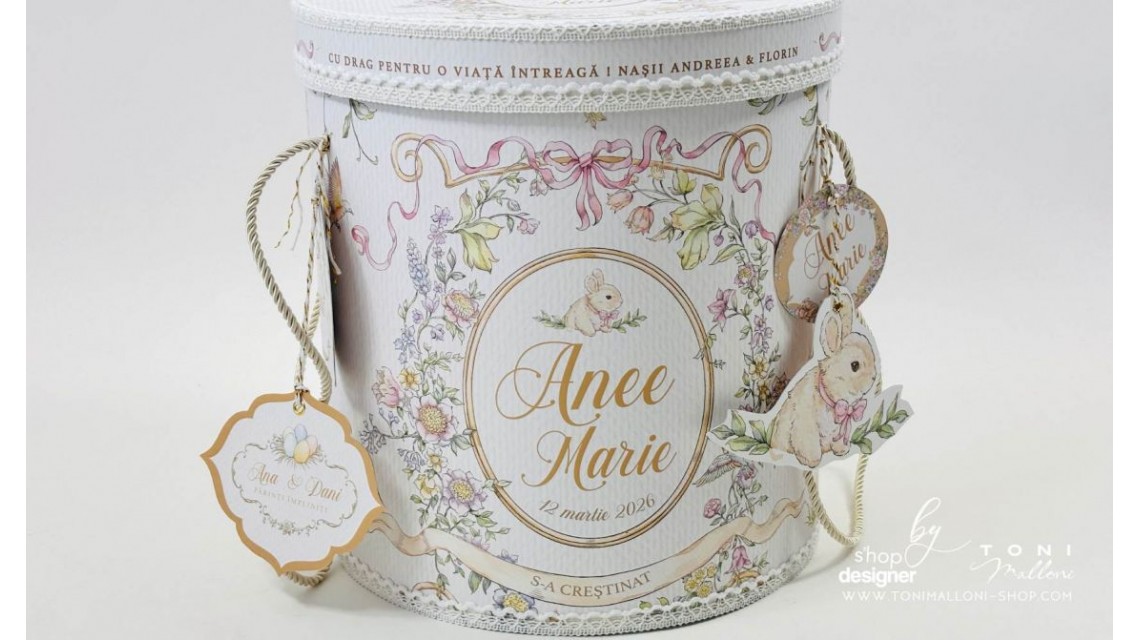 Trusou Botez Fetiță Belle Époque Floral Garden cu Iepuraș Trusou Personalizat Toni Malloni 9